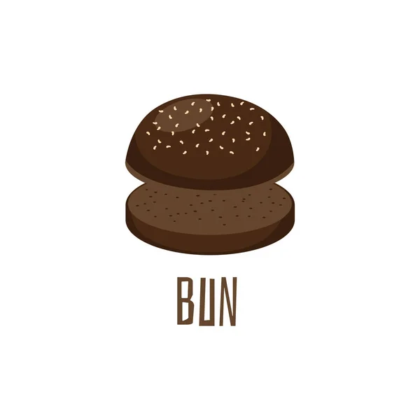 Пустой бургер или бутерброд круглый черный булочка плоский вектор иллюстрация изолированы. — стоковый вектор