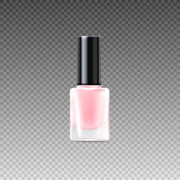 Vektor isolierte 3D realistische Illustration einer Glasflasche rosa Nagellack. — Stockvektor