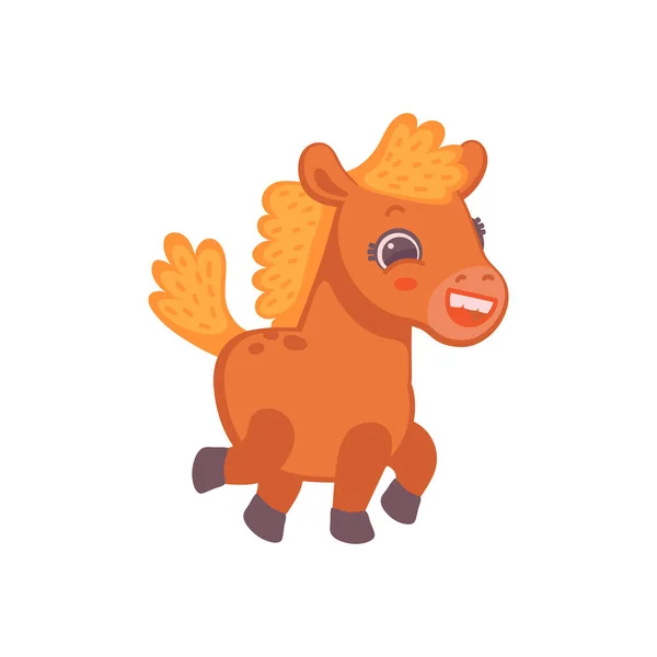 Маленький бегущий лошадь мультяшный персонаж, плоские векторные иллюстрации изолированы. — стоковый вектор