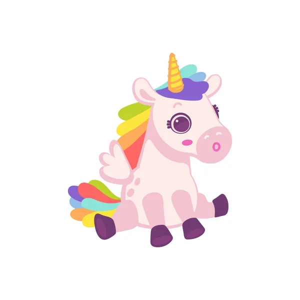 Cute kartun merah muda kuda poni atau unicorn kartun diisolasi vektor ilustrasi - Stok Vektor