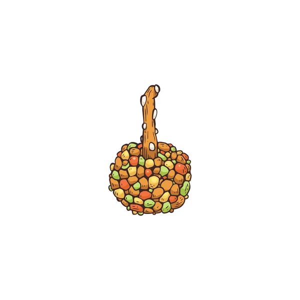 Bankiet przekąska wiśni z polewą cukierki, szkic wektor ilustracja izolowane — Wektor stockowy