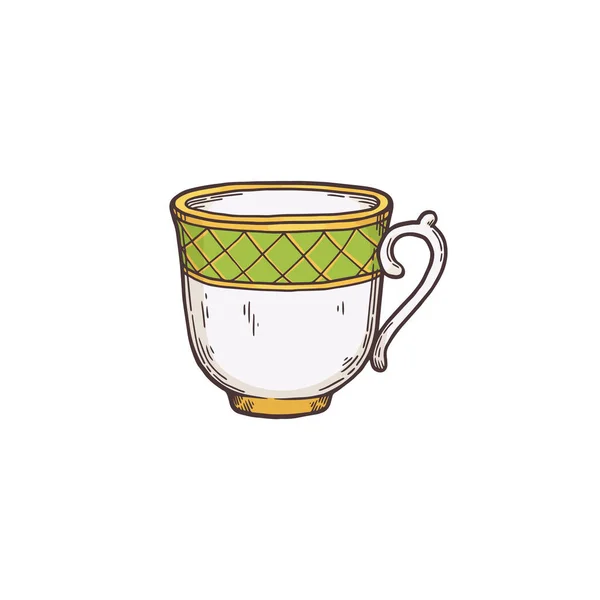 Tasse ou tasse de thé en porcelaine blanche, illustration vectorielle dessin animé plat isolé — Image vectorielle