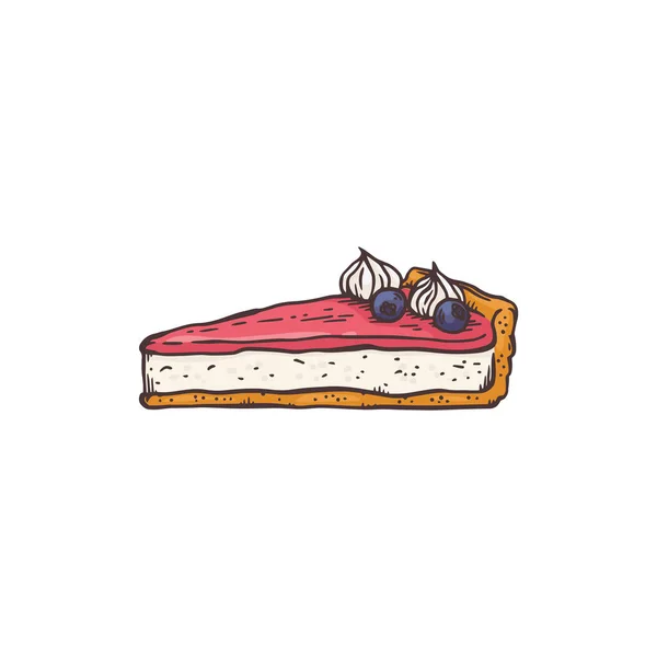 Pezzo di torta o torta aperta in disegno disegnato a mano illustrazione vettoriale isolato. — Vettoriale Stock