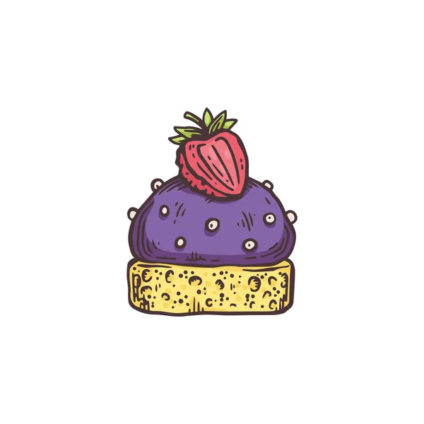 Sketch té postre cupcake, ilustración plana vector de dibujos animados aislado — Vector de stock