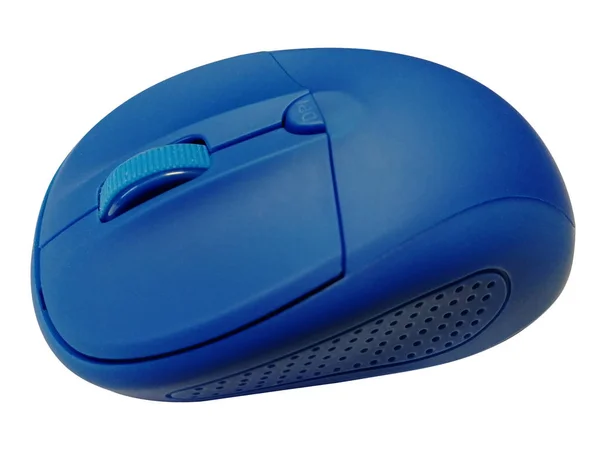 Blue computer mouse on white background