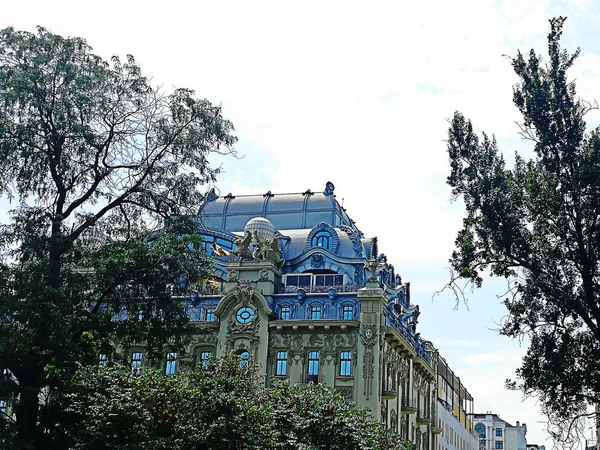 Schönes Hotel Umgeben Von Bäumen Die Als Hintergrund Genutzt Werden — Stockfoto