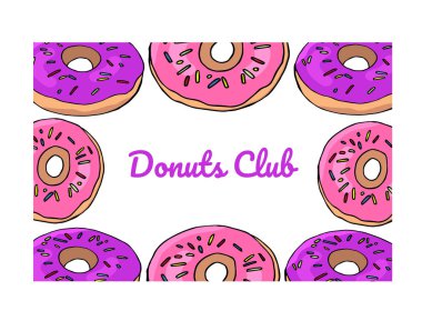 Vektör donats kart tasarımı. Duyurular, tebrik kartları için