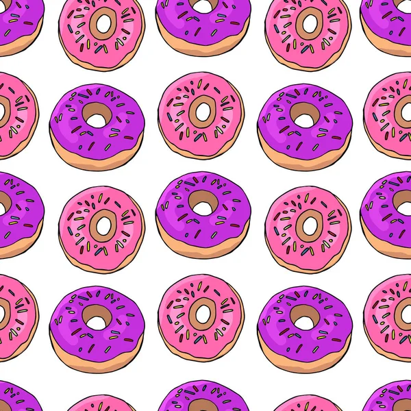 Donuts Vecteur Motif Sans Couture Avec Des Aspersions — Image vectorielle
