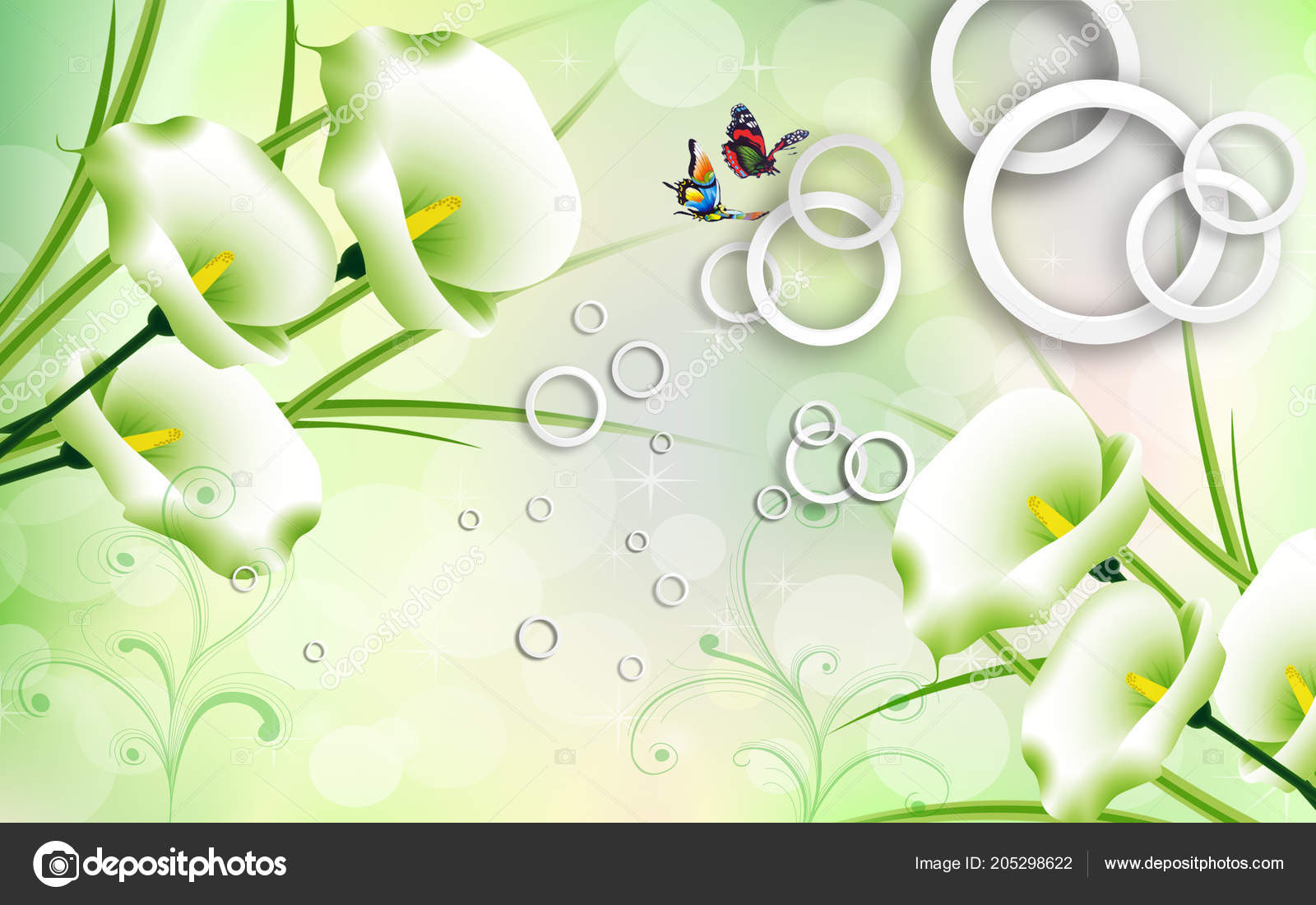 Green Background Flower Rings
