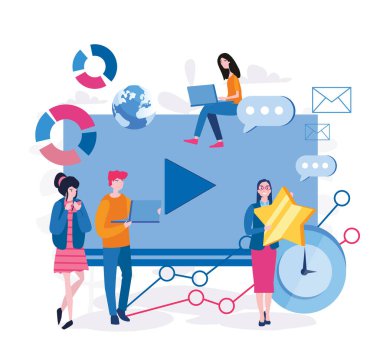 bir grup çalışanın karikatür vektör çizimi