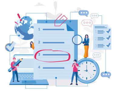 Büyük liste kağıdı olan çalışanlar takımı