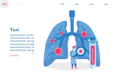 Corona virüsü ve insan akciğerleri. Akciğer hastalığı kavramı. Akciğerler sağlık hizmeti. düz vektör illüstrasyonu.