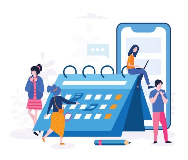 Geniş takvimi ve akıllı telefonu olan bir grup çalışan