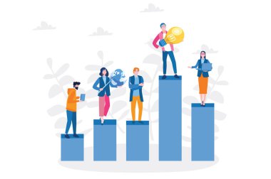 Çizelgelerdeki insanların çizgi film vektör çizimi 