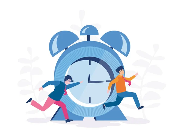 Running Men Large Alarm Clock Vector Illustration — Stock Vector
