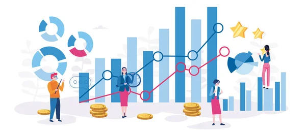 Tecknad Vektor Illustration Arbetstagare Vid Presentation Med Diagram — Stock vektor