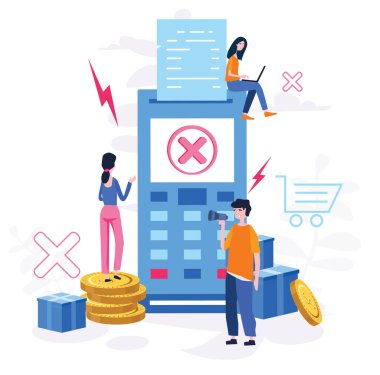 uçbirim ve bozuk paralarla çalışan ekibin karikatür vektör çizimi, işlem yok 