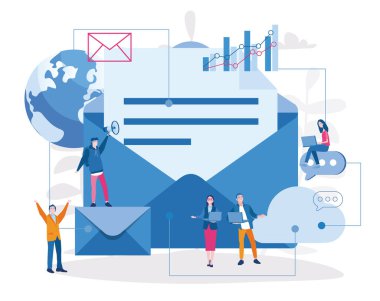 İçinde harfler ve küçük çizgi film işçileri olan büyük zarflar.