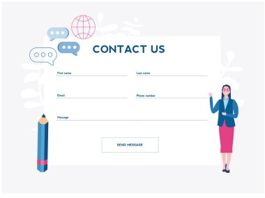 Bize kart ve kalemle ulaşan kadının çizgi film çizimi