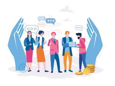 Büyük elli çalışanlar grubu, vektör illüstrasyonu