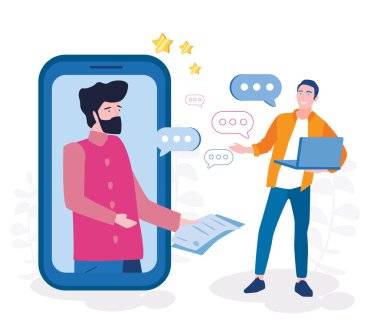 iş iletişimi, ağ konsepti, vektör illüstrasyonu 