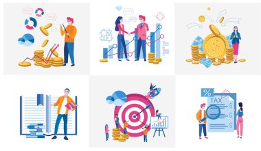 iş çalışma temasının çizgi film vektör illüstrasyonu