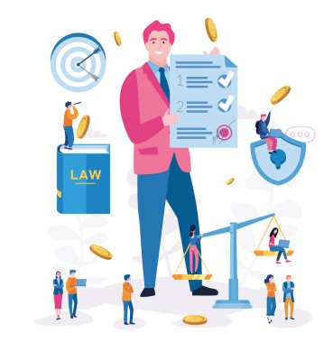 küçük ekiple birlikte büyük çalışanın çizgi film vektör çizimi