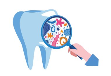 büyüteç ve kirli dişli el çizimi çizimi