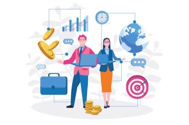 Bilgisayarlı iş adamı ve iş kadını