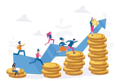 İnsanlar istiflenmiş paralarla büyüme çizelgesinde koşuyorlar