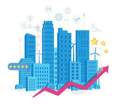 Modern şehir, iş dünyası, gayrimenkul kavramı 