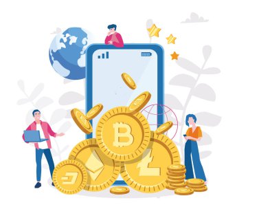 Büyük akıllı telefon ve kripto para birimleriyle çalışan ekip.