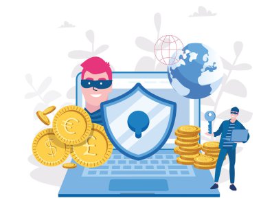 Bilgisayar korsanı, siber güvenlik vektör çizimi tasarımı