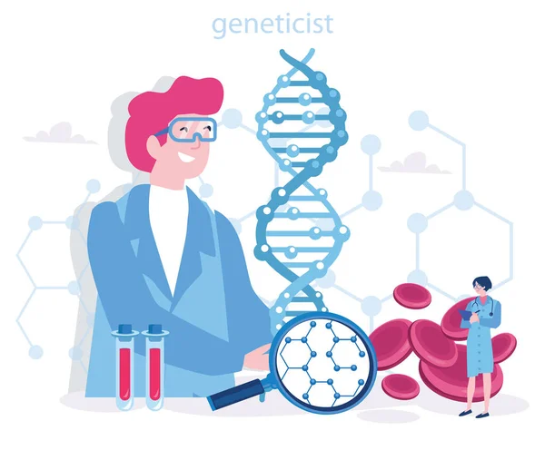 Vector Cartoon Illustration Geneticist Doctor — Stock Vector