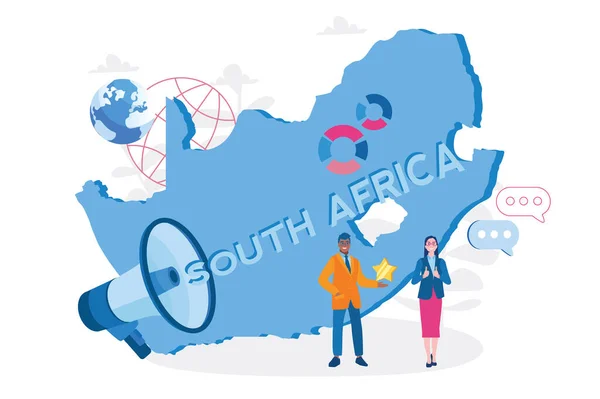 South Africa Map People Welcome South Africa Advertising Promo South — Stock Vector