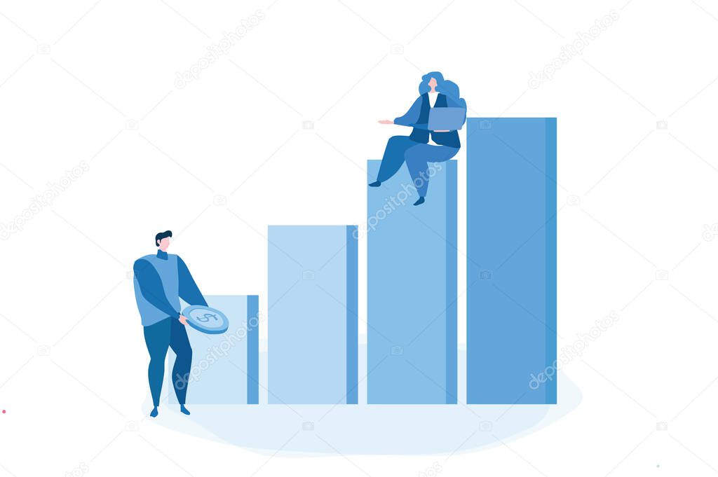 Rise of the career to success. Vector illustration for web banner, infographics, mobile. 