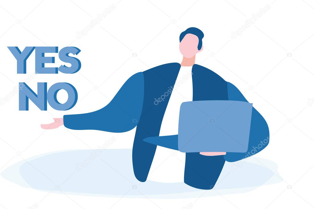 Man have choice. Yes No. Vector illustration for web banner, infographics, mobile. 