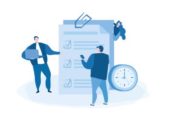 Anket, kalite testi, tatmin raporu. Web afişi, bilgi grafikleri, cep telefonu için vektör illüstrasyonu. Müşterilerden geri bildirim 