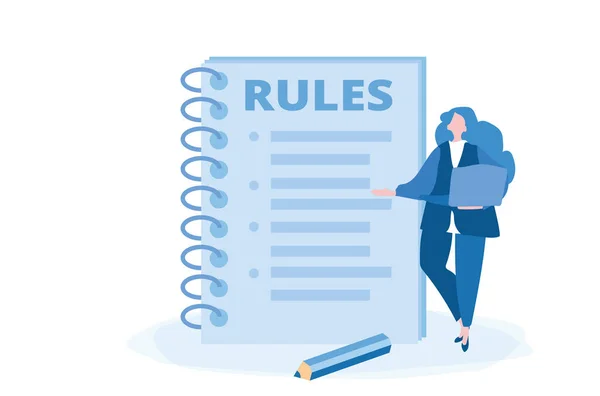 Rules Regulations Checklist Vector Illustration Web Banner Infographics Mobile Law — Stock Vector