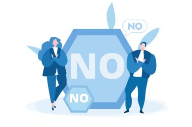 HAYIR işaretçileri, yasaklamalar, yasaklamalar, kısıtlamalar, engellenmeler, web pankartı için vektör illüstrasyonları, bilgi grafikleri, mobil. 