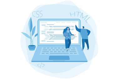 CSS, HTML, Website programming and coding. Vector illustration for web banner, infographics, mobile. clipart svg vector 