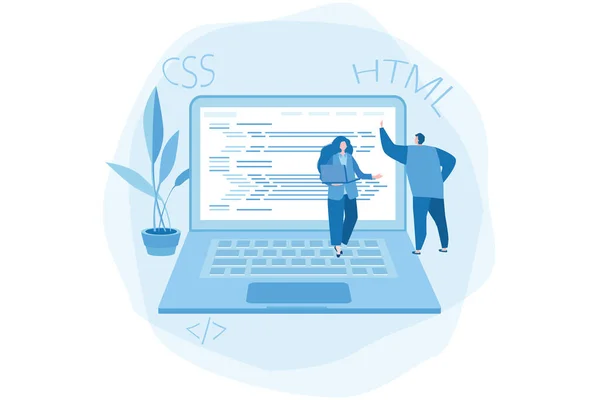 Css Html Programação Codificação Sites Ilustração Vetorial Para Banner Web — Vetor de Stock