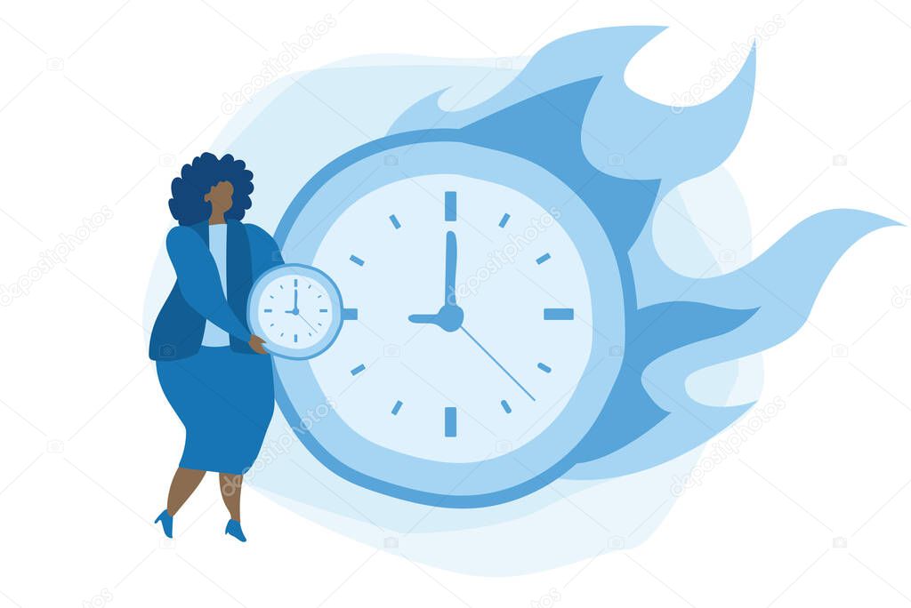 Deadline , time on fire, clock on fire, Vector illustration for web banner, infographics, mobile. 