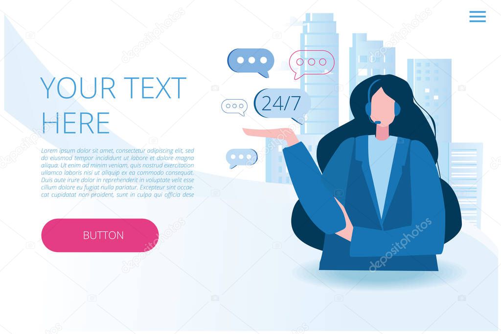Internet shop clients support, call center. Vector illustration for web banner, infographics, mobile