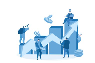 Finansal hava durumu. Para büyümesi, Web afişi için Vektör illüstrasyonu, bilgi grafikleri, mobil. 
