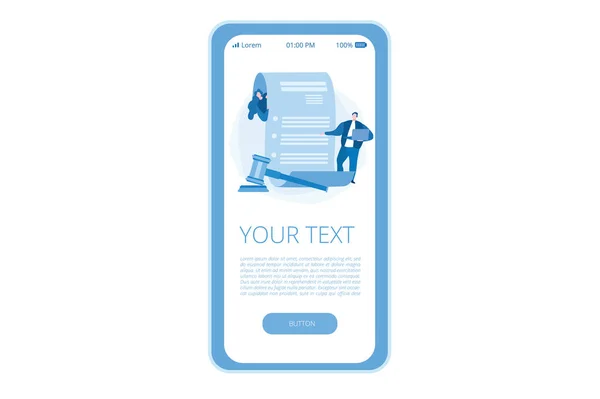 Mentions Légales Modèle Smartphone Document Juridique Illustration Vectorielle Pour Bannière — Image vectorielle