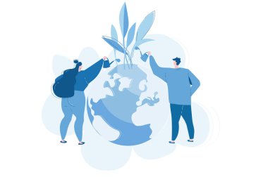 Dünya günü, gezegeni kurtar, enerjiyi koru, web afişi, bilgi grafikleri, mobil resimler için vektör illüstrasyonu. 