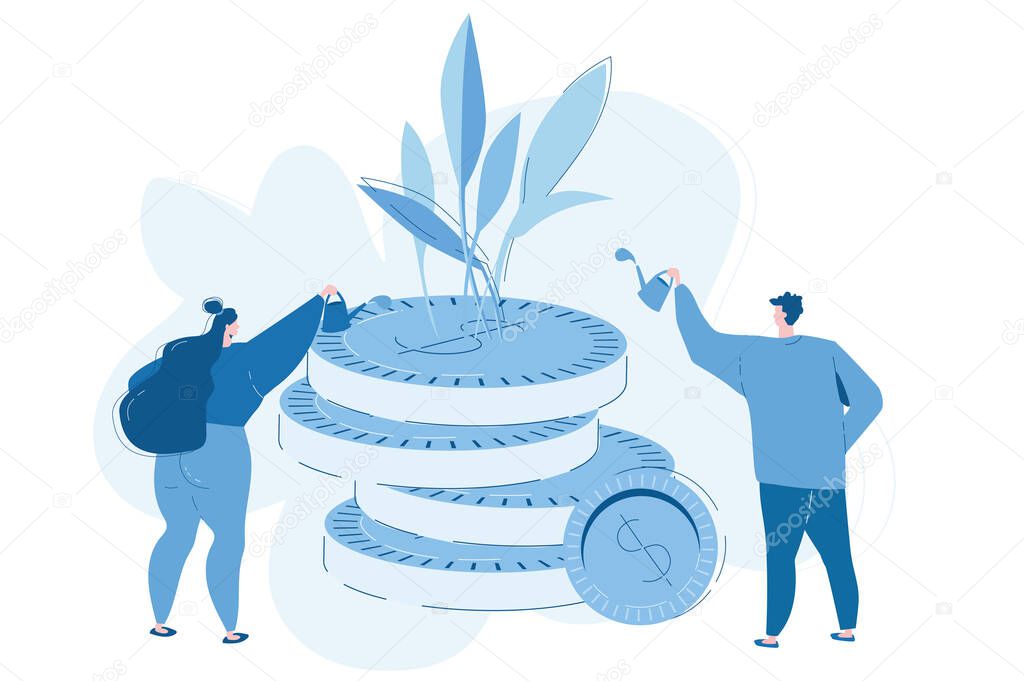 Grows your money , grows business. Vector illustration for web banner, infographics, mobile. 