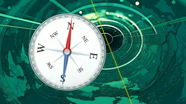Kompas Waarschuwing Alarm Gevaar — Stockvideo