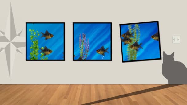 Wystawa Ekspozycja Sztuki Kot Ryb — Wideo stockowe